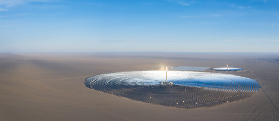 Fototapeta na wymiar aerial view of solar thermal power station