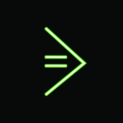 Vector glowing arros isolated on black background, light green color, neon sign, pointer on the dark background.
