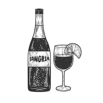 recommend clip art: Sangria Alcoholic drink liquor sketch engraving vector illustration. T-shirt apparel print design. Scratch board imitation. Black and white hand drawn image.