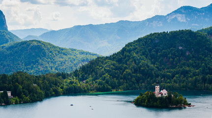 View of Lake Bled Slovenia in Europe