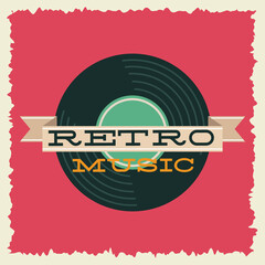 music poster retro style with vinyl disk