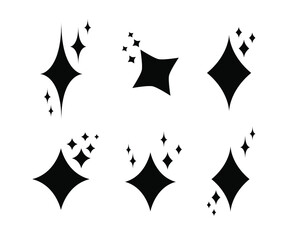 Vector Shining Simple Icons Isolated on White Background, Comics Glowing Symbol, Design Elements Set.
