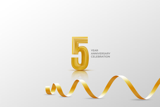 5 year anniversary banner template. illustration vector with golden number.