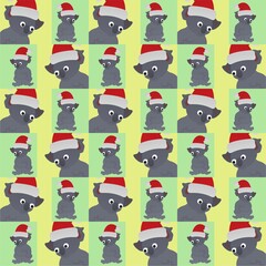 Koala Smiling While Wearing Santa Hat Cute Illustration, Cartoon Funny Character, Pattern Wallpaper 