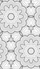 Doodle background. Seamless pattern with floral doodle elements. Black and white decorative elements.