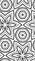 Doodle background. Seamless pattern with floral doodle elements. Black and white decorative elements.