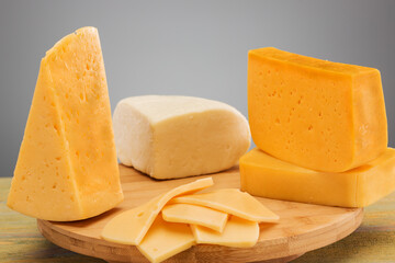 wonderful and varied cheese on the table is very tasty, beautiful and healthy