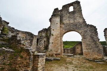 Ruins of stone buildings of a medieval city in the Mediterranean
