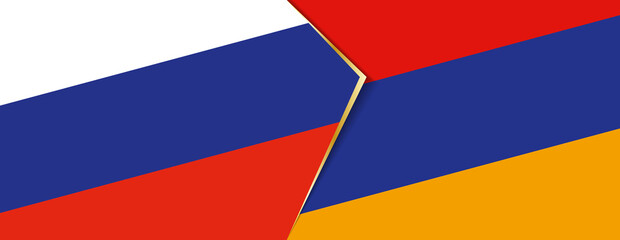 Russia and Armenia flags, two vector flags.