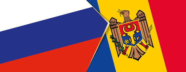Russia and Moldova flags, two vector flags.