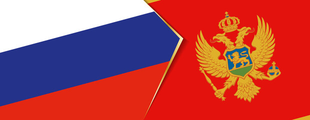 Russia and Montenegro flags, two vector flags.