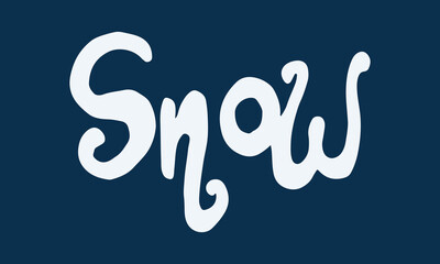 Snow doodle illusatration. Hand drawn typography isolated on white background. Winter season, Christmas celebration