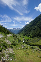 sustenpass in the Swiss mountains in summer