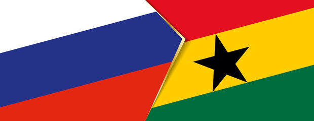 Russia and Ghana flags, two vector flags.