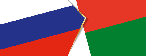 Russia and Madagascar flags, two vector flags.