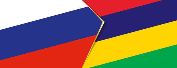 Russia and Mauritius flags, two vector flags.