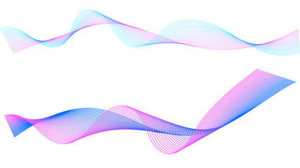 Set of abstract wave line. Dynamic wave of many lines on white background. Vector illustration.