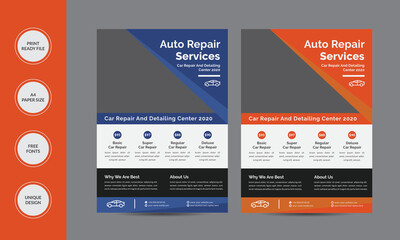 Auto Repair & Cars Service layout flyer Template Vector illustration.