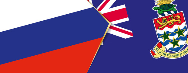 Russia and Cayman Islands flags, two vector flags.