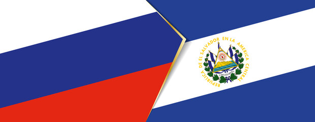 Russia and El Salvador flags, two vector flags.