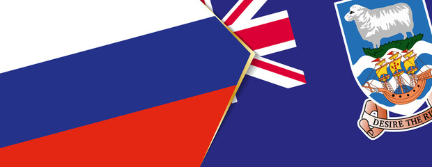 Russia and Falkland Islands flags, two vector flags.