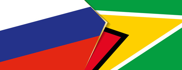 Russia and Guyana flags, two vector flags.