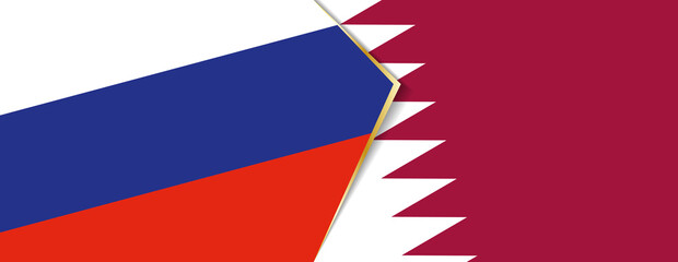 Russia and Qatar flags, two vector flags.