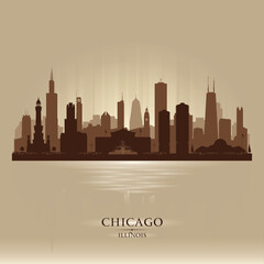 Naklejka premium Chicago Illinois city skyline vector silhouette