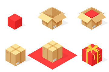 Parcel packaging isometric set