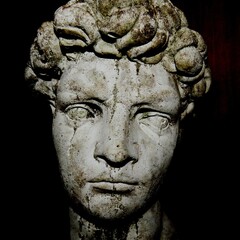 Old David head  stone statue