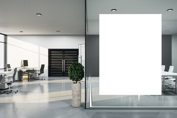 Modern conference office room with blank poster