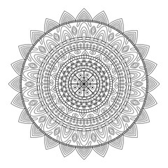 Black and white zentangle mandala pattern for coloring