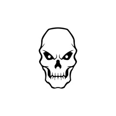 skull head black outline isolated in white background