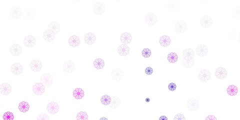 Light purple, pink vector doodle texture with flowers.
