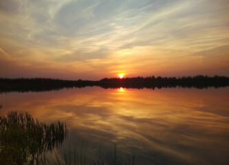sunset over the river