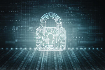 2d illustration Safety concept: Closed Padlock on digital background

