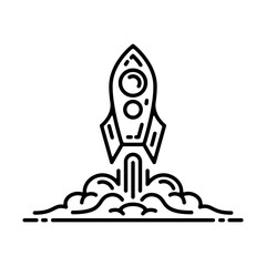 startup icon, rocket outline sign isolated on white background. - Vector