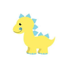Dinosaur baby cute in flat style for designing dino party, children, kids holiday, dinosaurus related materials. For card, poster, wallpaper, banner. Jurassic park theme.