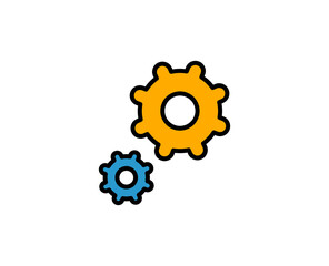 Gear flat icon. Thin line signs for design logo, visit card, etc. Single high-quality outline symbol for web design or mobile app. Gear outline pictogram.