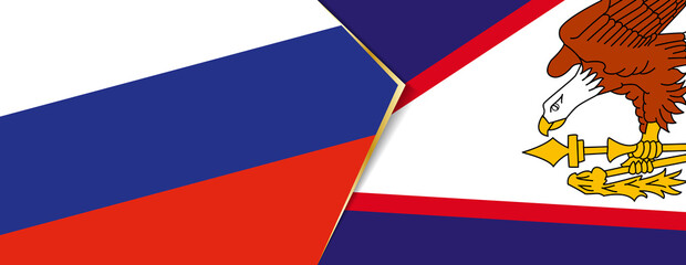 Russia and American Samoa flags, two vector flags.