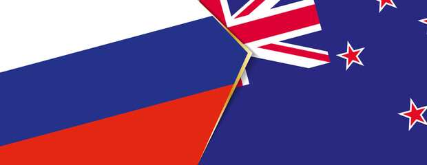 Russia and New Zealand flags, two vector flags.