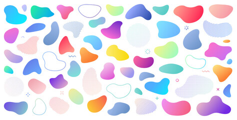 Abstract liquid shape. Set of modern graphic elements. Fluid dynamical colored forms banner. Gradient abstract liquid shapes. Vector illustration.