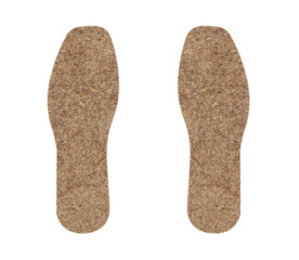 warm felt Shoe insole isolated on white background top view close up