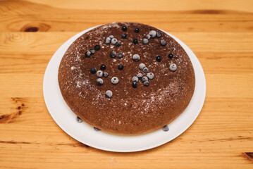 Blueberry pie on a wooden table