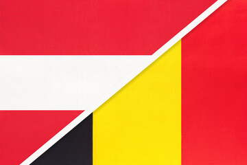 Austria and Belgium, symbol of national flags from textile.