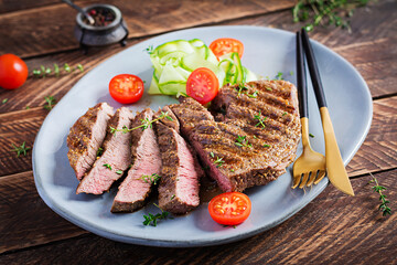 grilled steak with vegetables