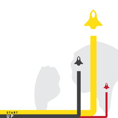 Business start up concept, New project start up concept in flat design style, Rocket launch vector illustration.