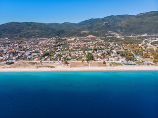 Drone view of sea in Asprovalta village