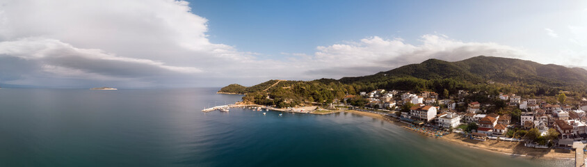 Aerial drone view of Olympiada village in Halkidiki