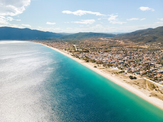 Drone view of sea in Asprovalta village